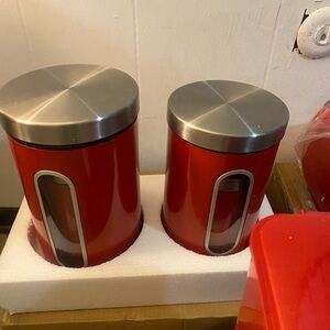Red Stainless Steel Canister Set